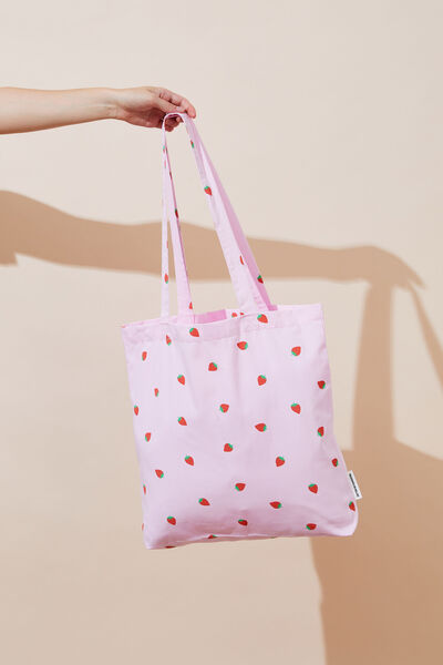 Foundation Body Tote Bag, STRAWBERRIES/PINK