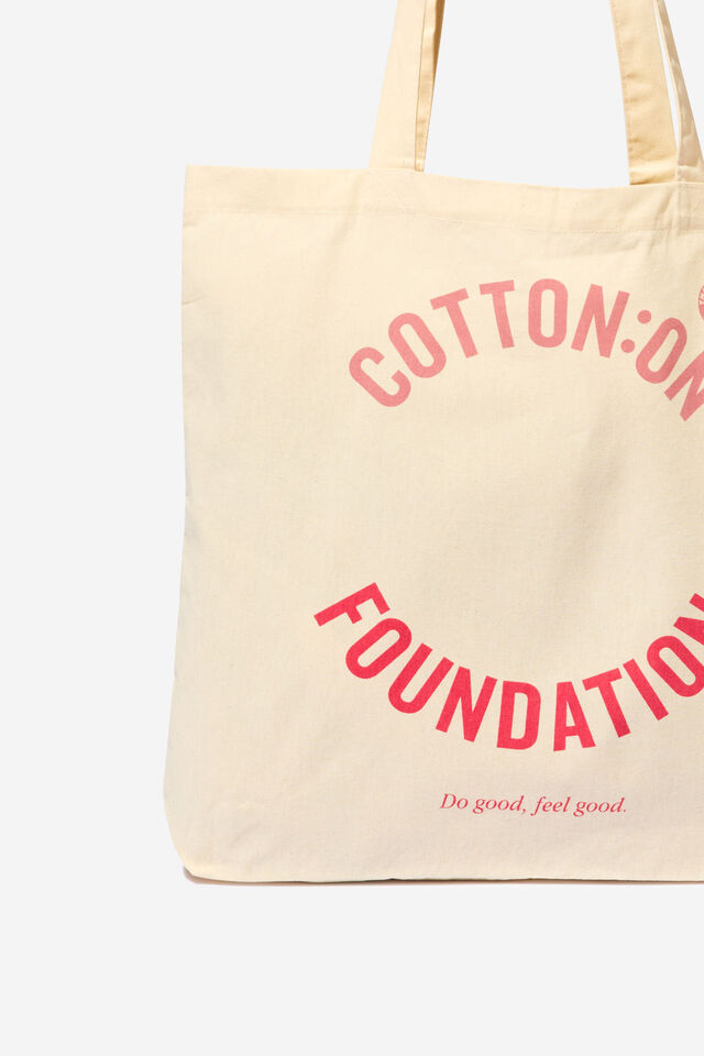 Foundation Adults Tote Bag, COF LOGO PALE PINK & RED