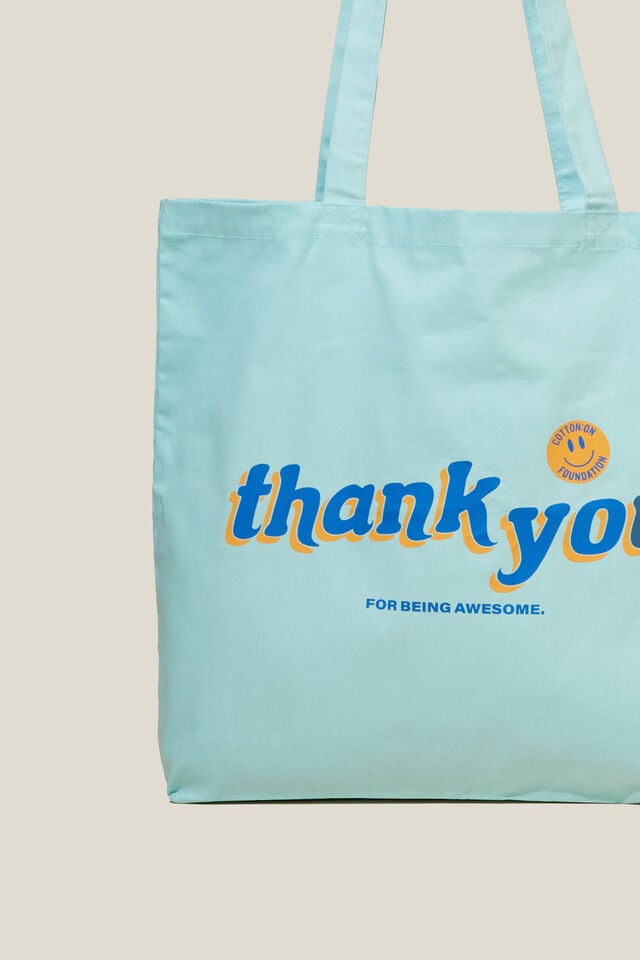 Foundation Adults Tote Bag, THANK YOU/TURQUOISE