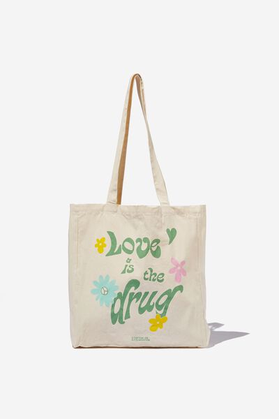 Foundation Adults Organic Tote Bag, LOVE IS THE DRUG