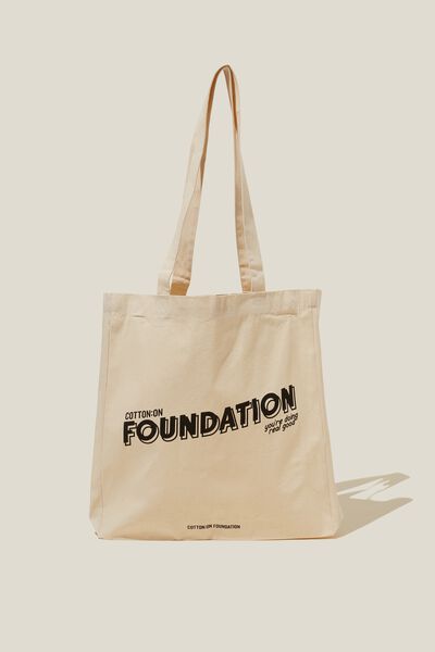 Foundation Adults Recycled Tote Bag, DOING REAL GOOD BLACK