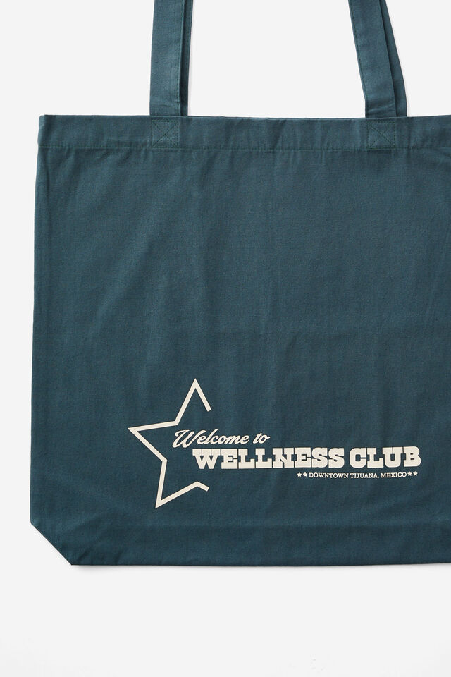 Foundation Factorie Tote Bag, WELLNESS CLUB BOTTLE GREEN