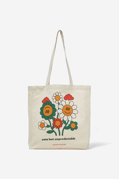 Foundation Typo Recycled Tote Bag, UNPREDICTABLE FLOWER