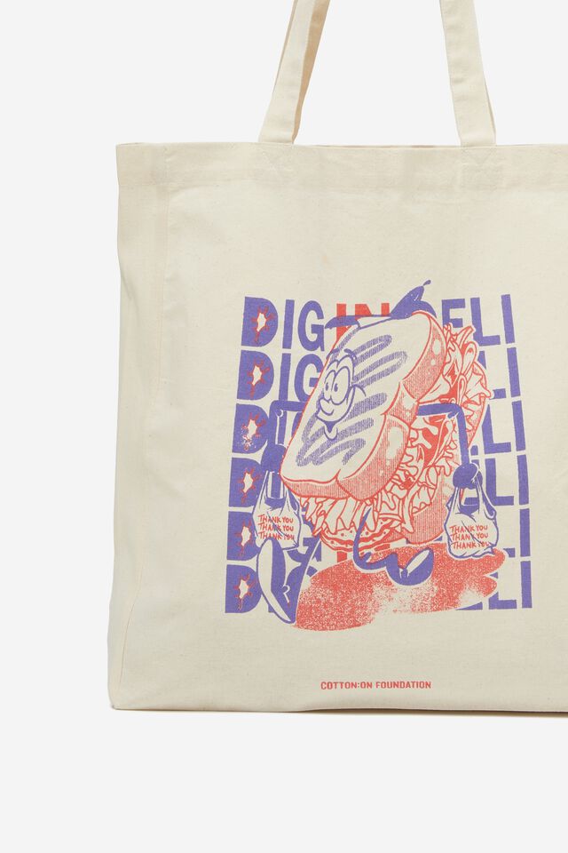 Foundation Typo Recycled Tote Bag, DIG IN DELI