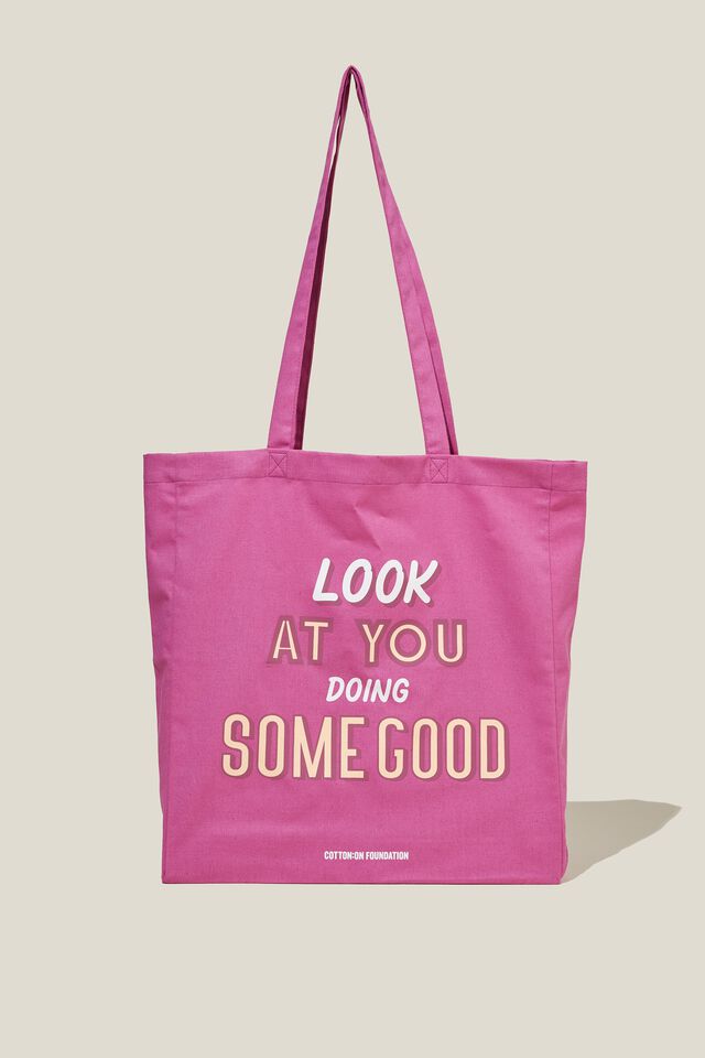 Foundation Adults Recycled Tote Bag, LOOK AT YOU PINK