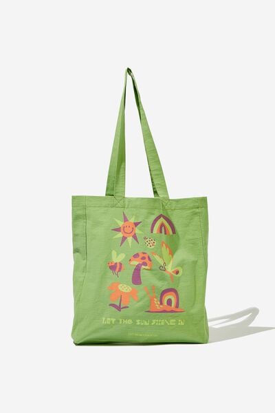Foundation Typo Recycled Tote Bag, SUN SHINE SWEET GREEN