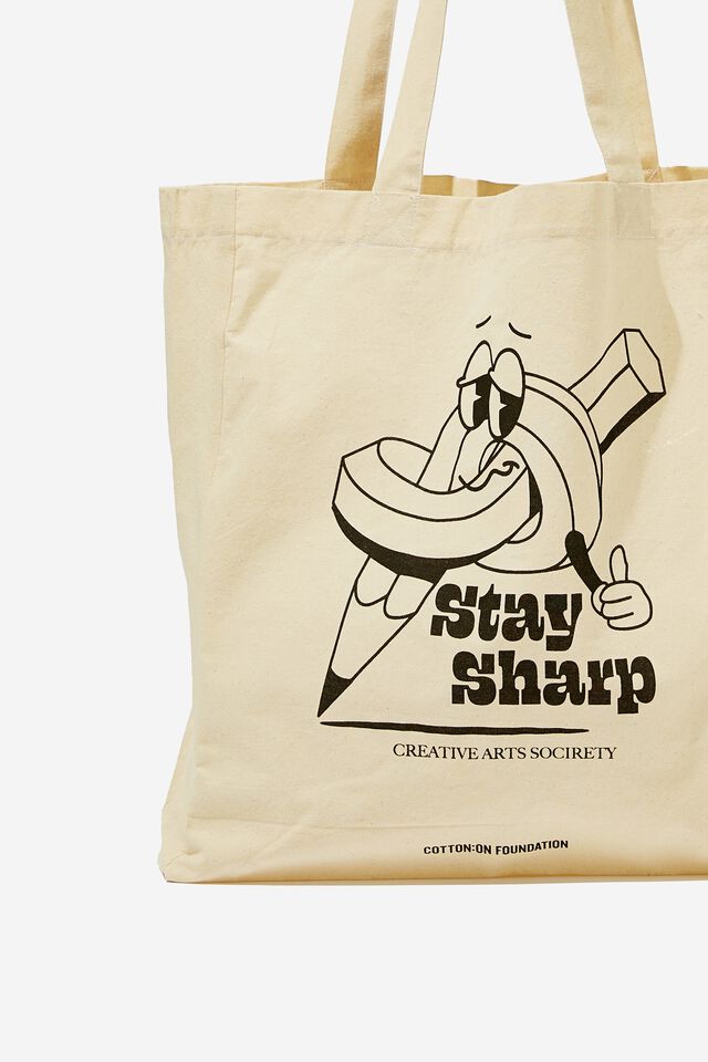 Foundation Typo Recycled Tote Bag, STAY SHARP