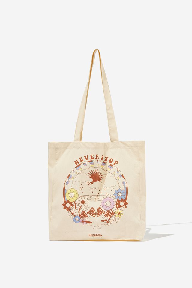 Foundation Adults Organic Tote Bag, NEVER STOP GROWING
