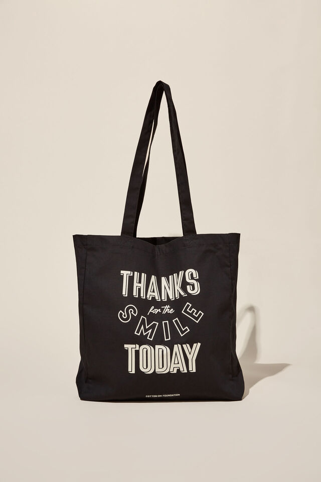 Foundation Adults Recycled Tote Bag, THANKS FOR THE SMILE BLACK