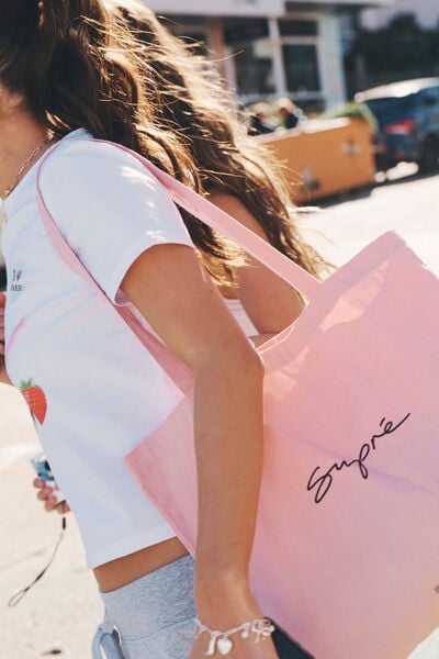 Supré Square Foundation Tote Bag, SUPRE/PINK