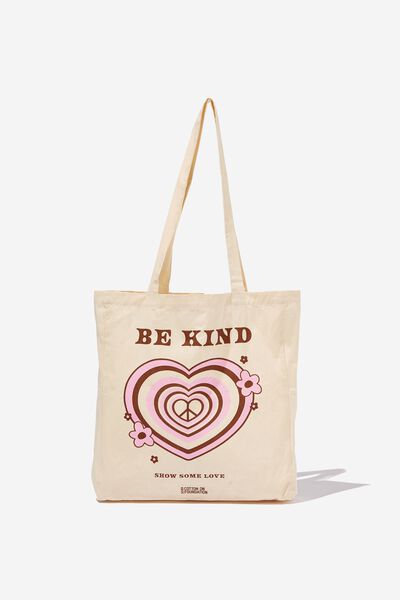 Foundation Adults Organic Tote Bag, HEART BE KIND