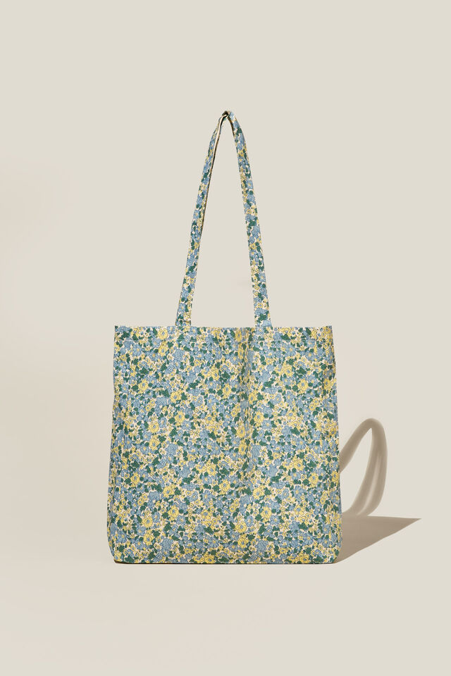 Foundation Kids Recycled Tote Bag, BLUE & YELLOW FLORAL