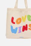 Foundation Adults Organic Tote Bag, PRIDE LOVE WINS - alternate image 2