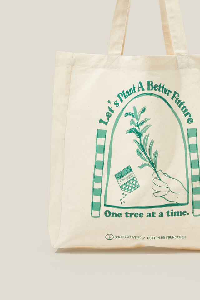 Foundation Typo Recycled Tote Bag, ONE TREE BETTER FUTURE