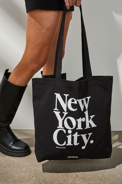 Foundation Adults Organic Tote Bag, BLACK NEW YORK CITY