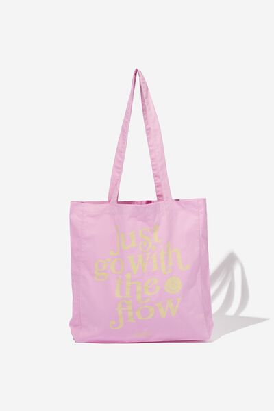 Foundation Typo Organic Tote Bag, GO WITH THE FLOW