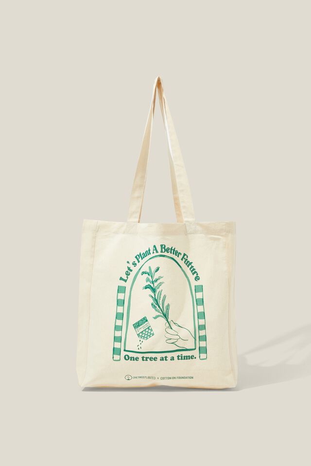 Foundation Typo Recycled Tote Bag, ONE TREE BETTER FUTURE