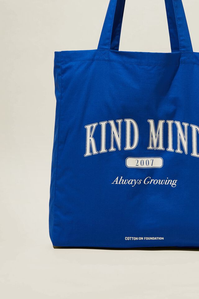 Foundation Adults Recycled Tote Bag, KIND MIND/ELECTRIC BLUE