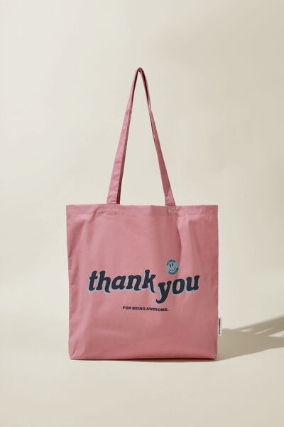 Foundation Adults Tote Bag, THANK YOU/PINK