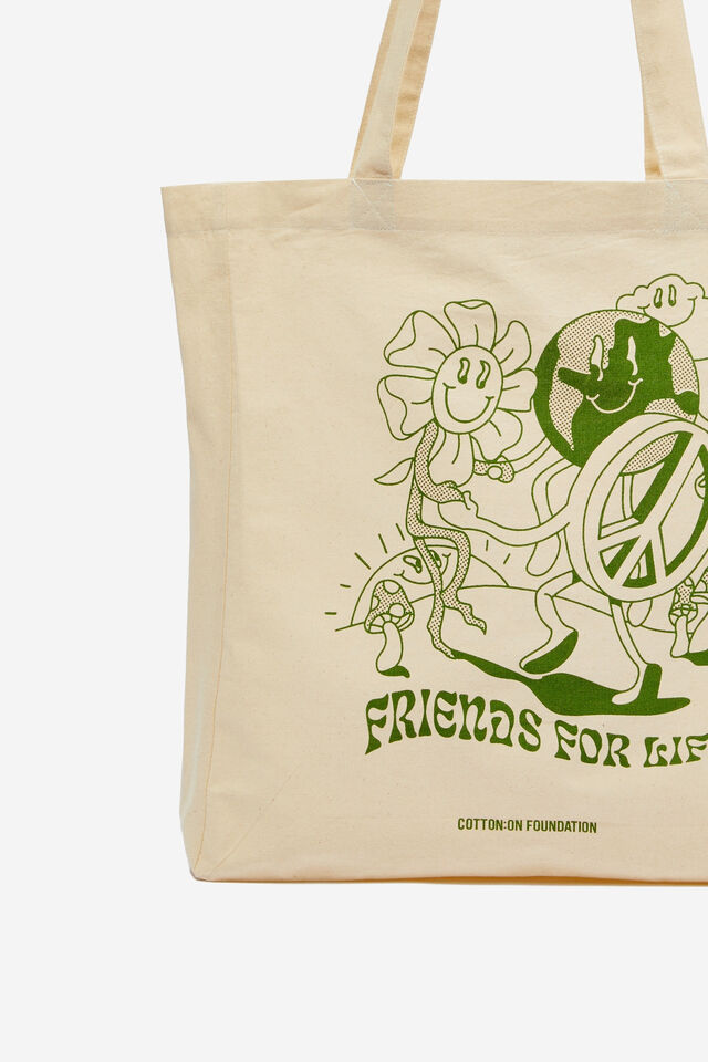Foundation Typo Organic Tote Bag, FRIENDS FOR LIFE