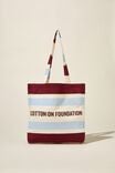 Foundation Adults Recycled Tote Bag, COF BERRY STRIPE - alternate image 2