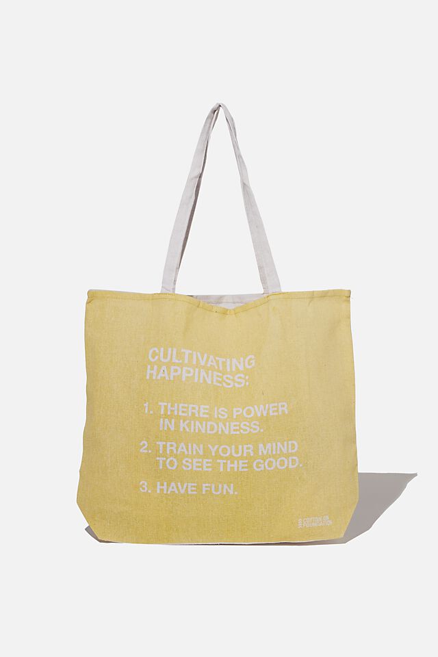 Typo Difference Tote Bag, CULTIVATING HAPPINESS
