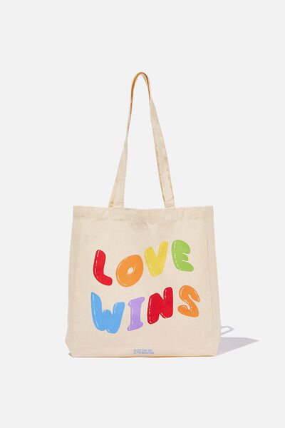 Foundation Adults Organic Tote Bag, PRIDE LOVE WINS