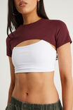 Snatched Bolero Tee, BORDEAUX - example image 4