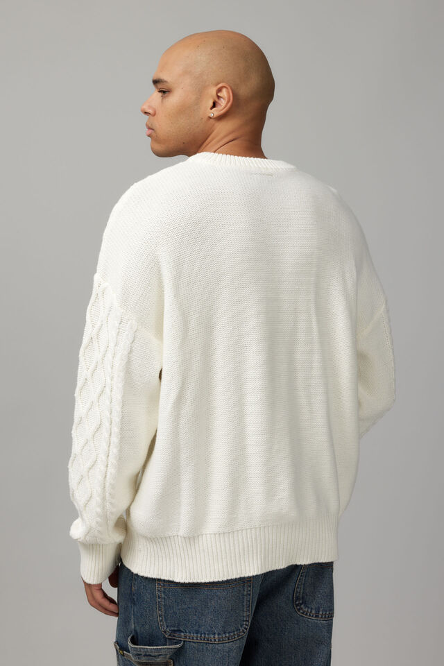 Cable Knit Crew, NEUTRAL