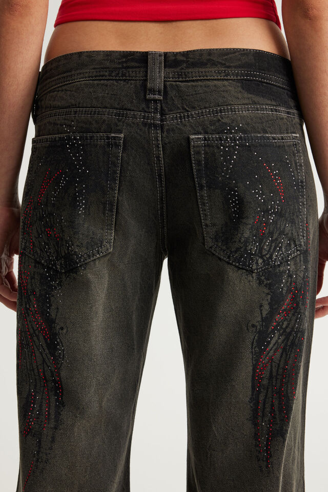 Luca Low Rise Bootleg Jean, LILLITH BLACK/ANGEL WINGS
