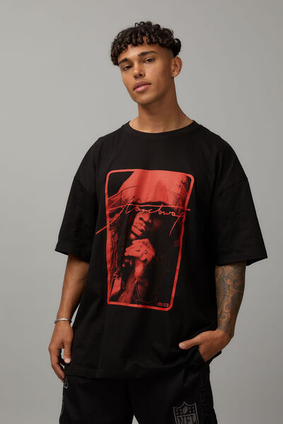 Oversized Music Merch T Shirt, LCN BRA BLACK/STONEBWOY REDSTONE