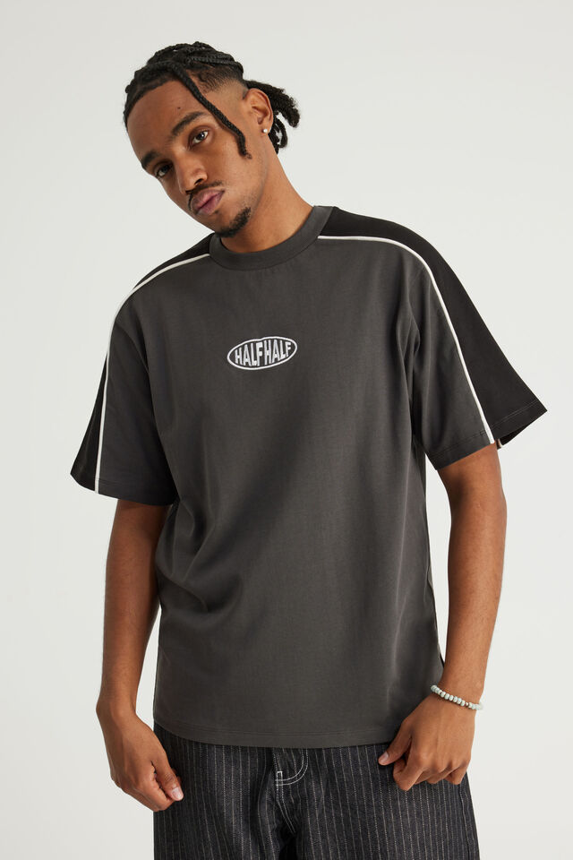 Half Half Panelled Tee, HH SLATE/BLACK PANELLED PILL