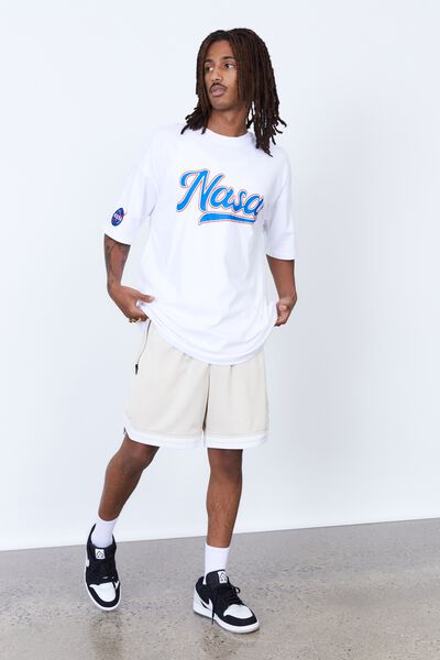 Oversized Nasa T Shirt, LCN NAS WHITE/NASA SCRIPT