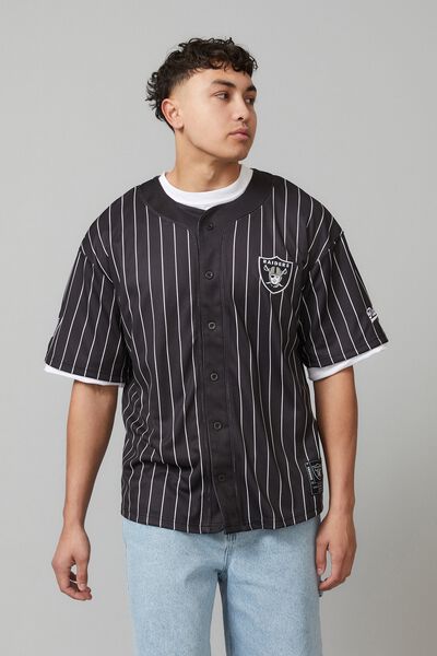 Nfl Baseball Shirt, LCN NFL RAIDERS PINSTRIPE BLACK