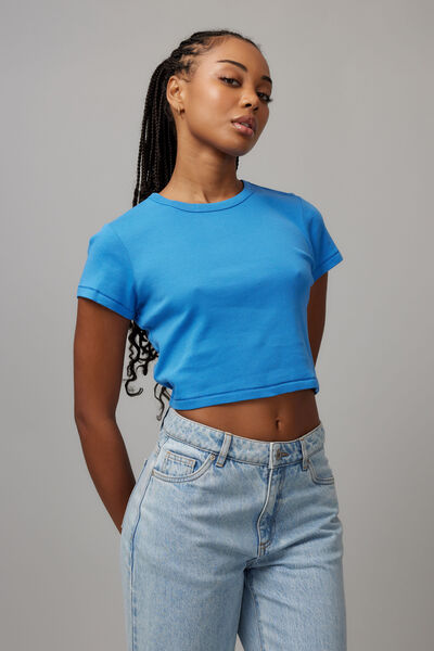 Cropped Fitted Tee, BLUE