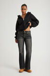 Authentics Oversized Zip Thru Hoodie, BLACK - example image 4