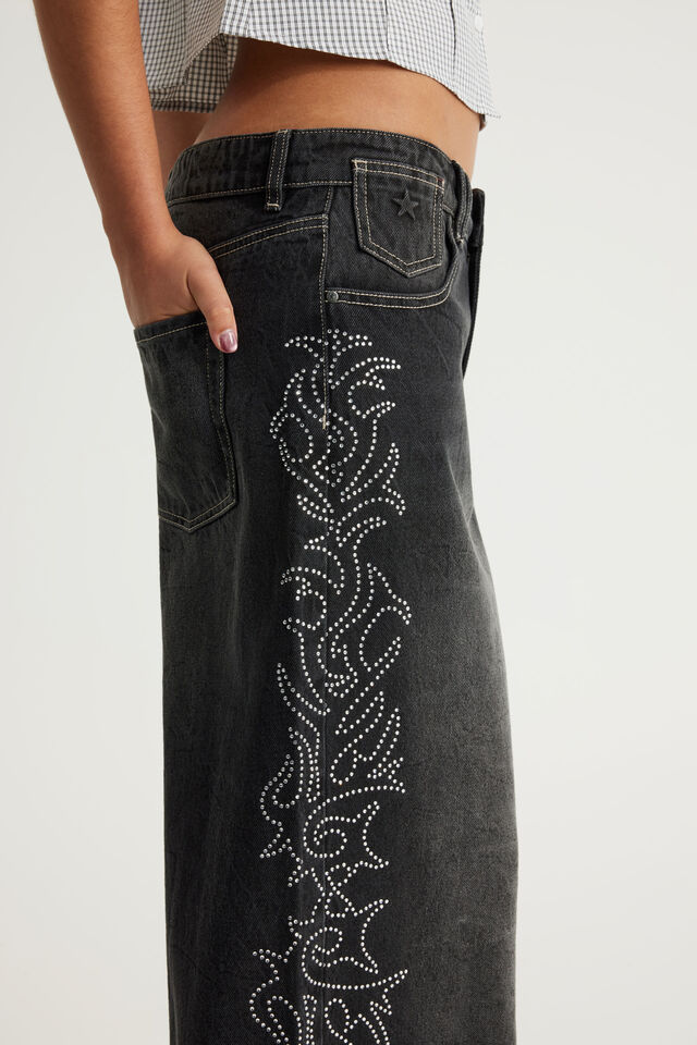 Romy Baggy Jean, CRYSTAL FLAMES BLACK