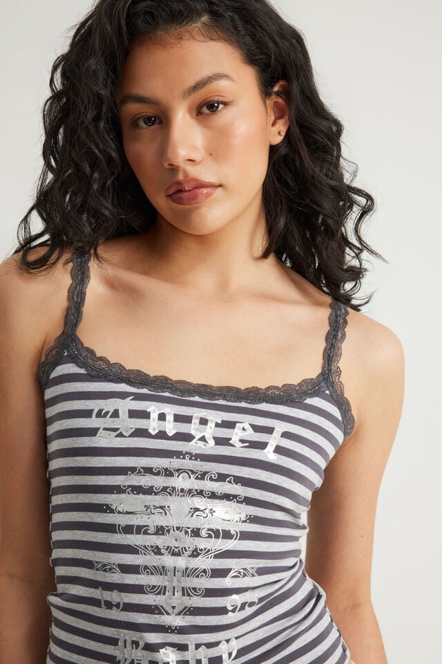 Kiki Cami, STEEL MARLE SLATE STRIPE/ANGEL BABY