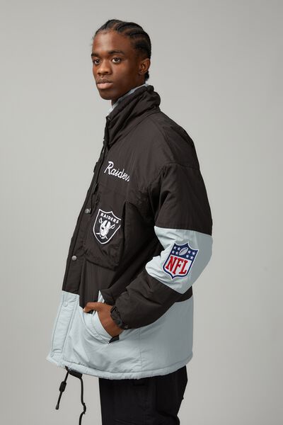 Nfl Longline Parker Jacket, LCN NFL BLACK GREY/RAIDERS