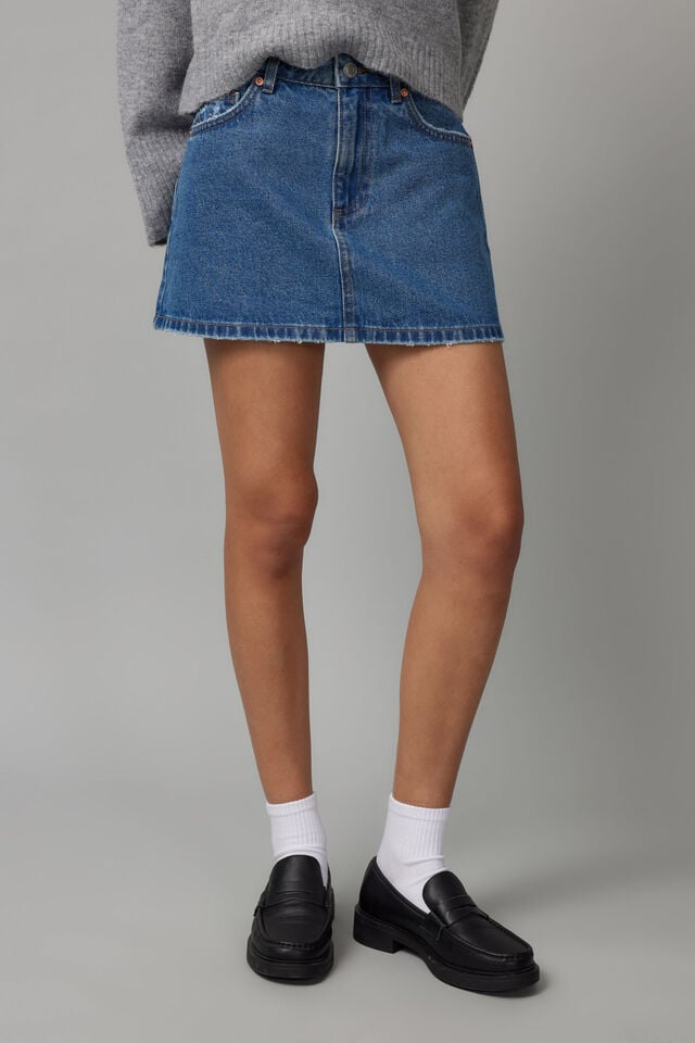 The Everyday Denim Skirt, MID BLUE