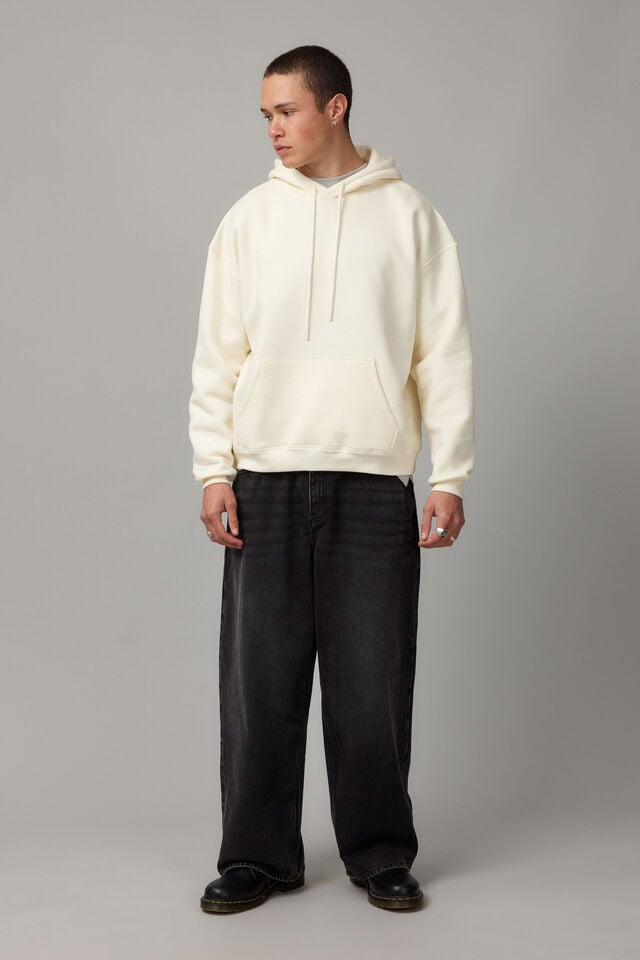 Boxy Cropped Hoodie, WINTER WHITE