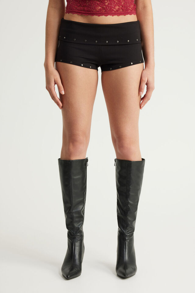 Raya Pull On Short, BLACK/ICED OUT CROSSES
