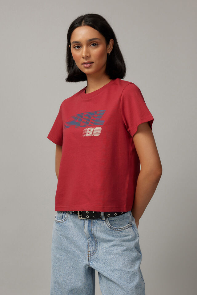 Cotton Graphic Tee, VINTAGE RED / ATL 88