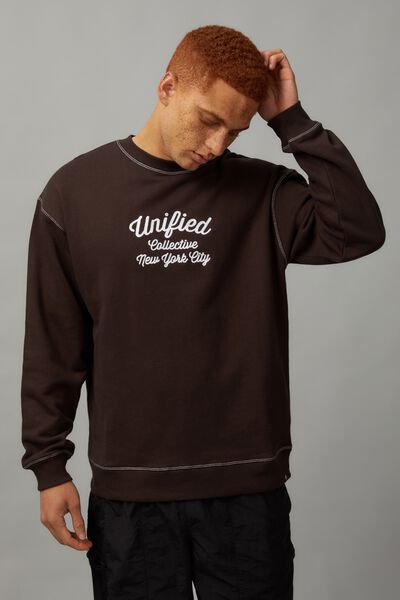 Unified Oversized Loopback Crew, CHOC TORTE/UNIFIED SCRIPT