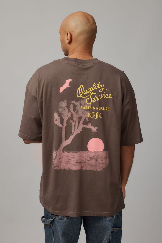 Half Half Box Fit Graphic T Shirt, HH CEDAR/CACTUS