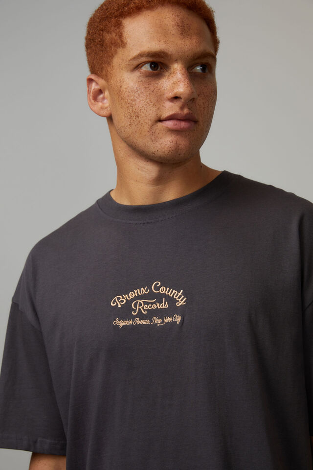 Oversized Graphic T Shirt, SLATE/BRONX COUNTY RECORDS