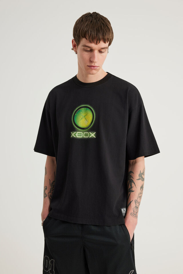 Ntn X Xbox Box Fit Tshirt, LCN XBOX WASHED BLACK/XBOX GLOW