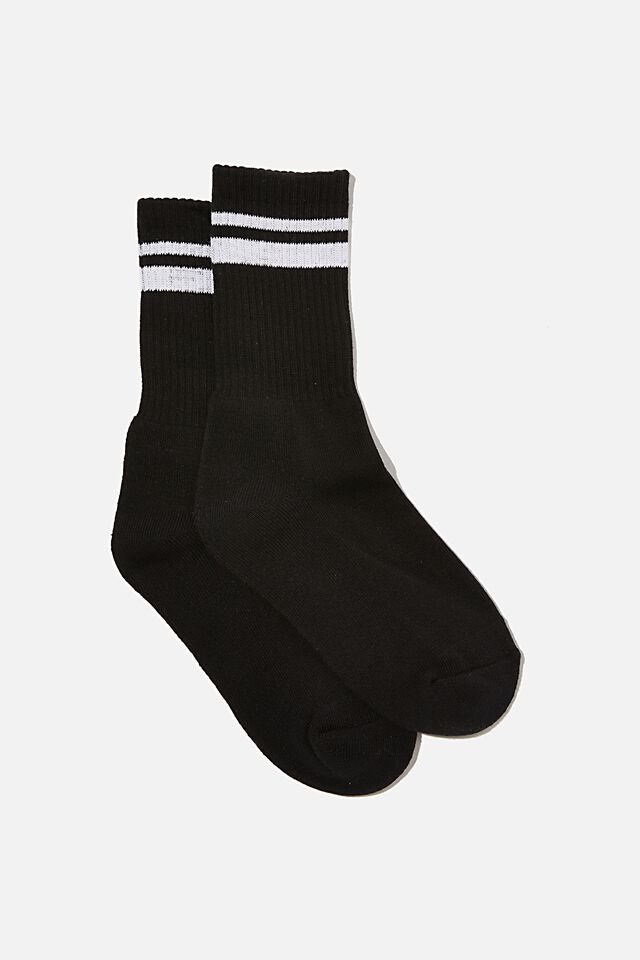 Retro Sport Sock, BLACK WHITE STRIPE