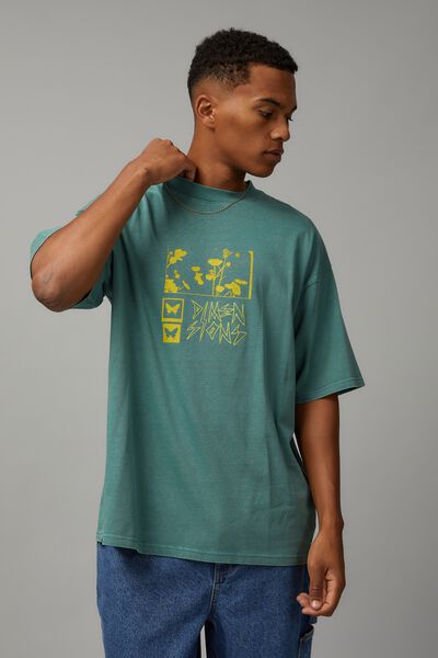Heavy Weight Box Fit Graphic Tshirt, WASHED SMOKEY TEAL/DIMENSIONS
