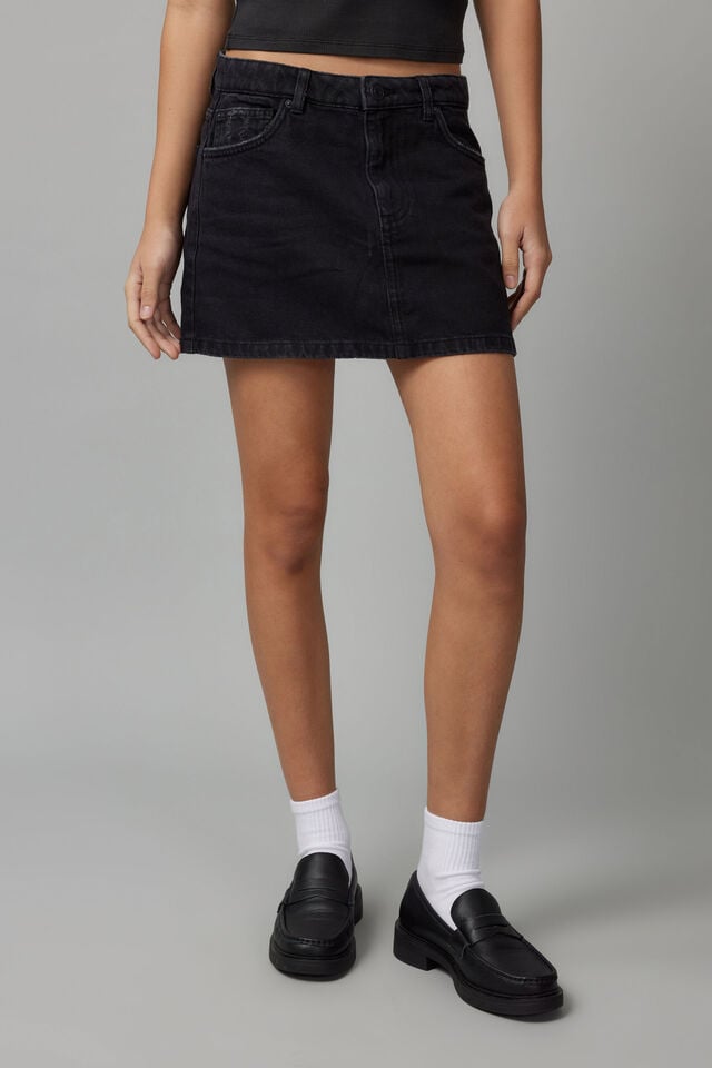 The Everyday Denim Skirt, WASHED BLACK